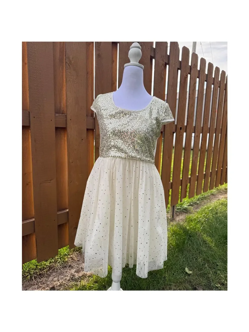 Justice Girls Gold Sparkle Dress Size 16